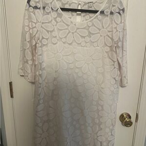 BB Dakota Cream Sheath Midi Dress Scoop Neck 3/4 Sleeve